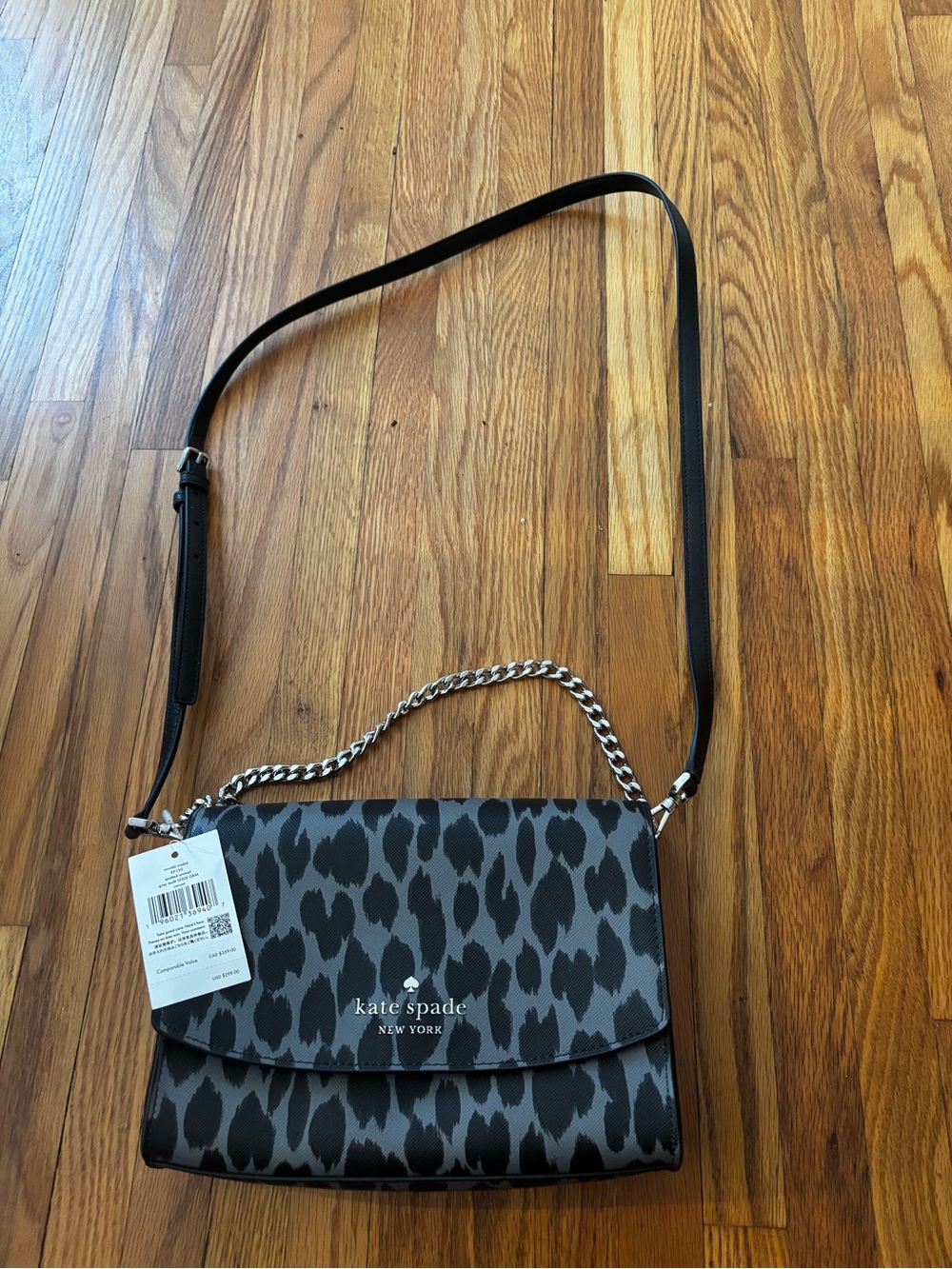 kate spade Gray & Black Leopard Print Crossbody Bag